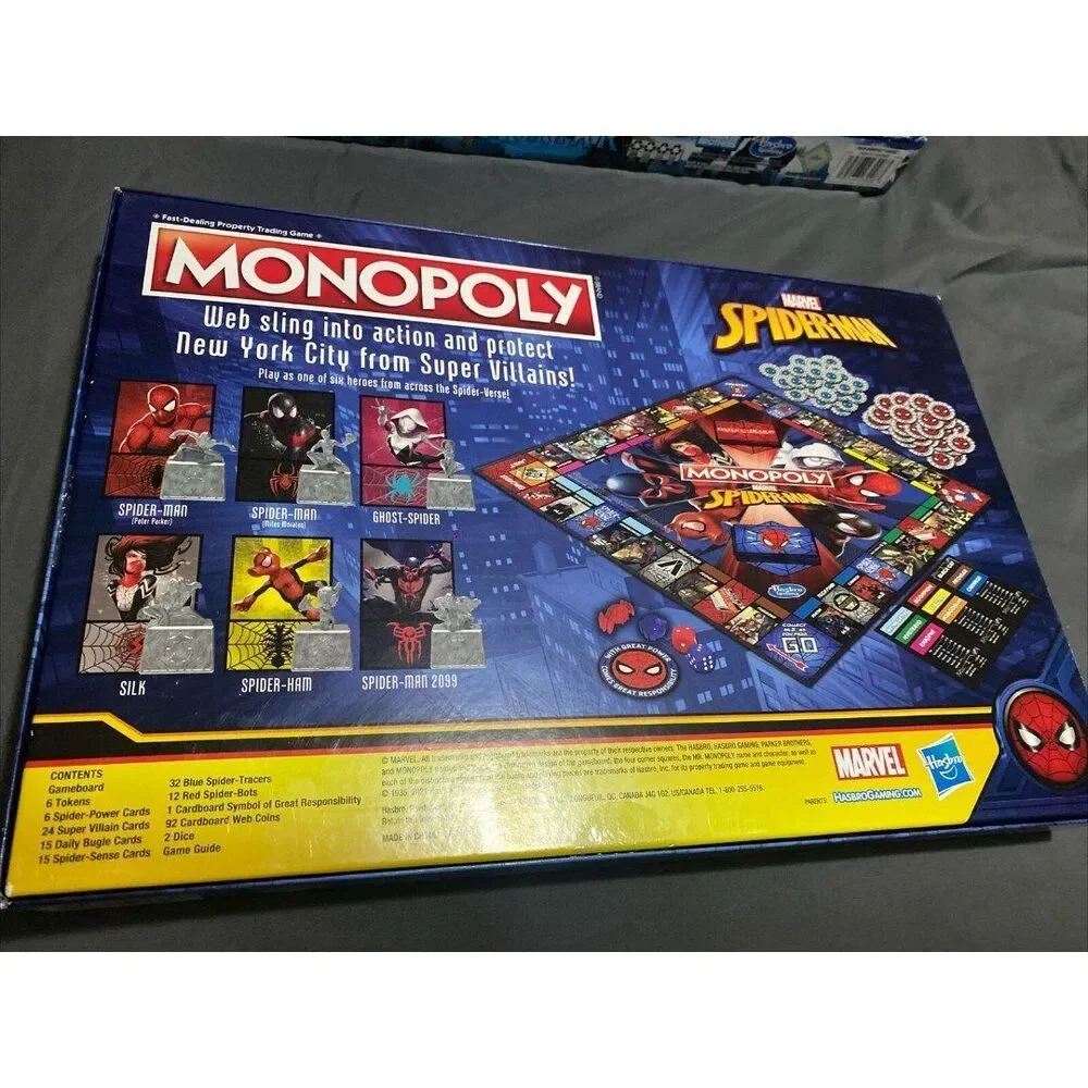 Disney Monopoly Marvel Spider-Man Edition Board Game Hasbro 2021 COMPLETE